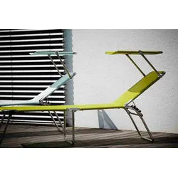 Fiam Gartenliege Amigo 40+ mit Sonnenblende aus Aluminium, Weiß, 3-fach verstellbare Rückenlehne weiß