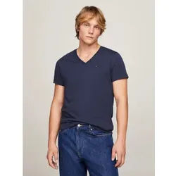 Tommy Jeans für Herren. DM0DM04410 Marineblaues T-Shirt mit V-Ausschnitt (XXL), Lässig, Kurzarm, Bio-Baumwolle