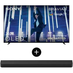 Sony K-55XR80 OLED-Fernseher (139 cm/55 Zoll, Google TV, Smart-TV, BRAVIA 8, 4K HDR,Dolby Vision&Atmos,inkl.Bravia Theatre Bar 8 Soundbar) schwarz