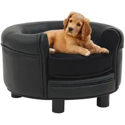 vidaXL Hundekorb Hundesofa Schwarz 48x48x32 cm Plüsch und Kunstleder schwarz