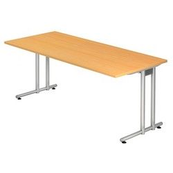 HAMMERBACHER NS19 Schreibtisch buche rechteckig, C-Fuß-Gestell silber 180,0 x 80,0 cm