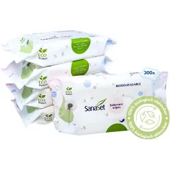 SanaSet Baby biologisch abbaubare Feuchttücher Set 300 St weiss