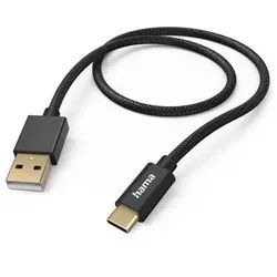 Hama Ladekabel Fabric, USB-A - USB-C, Nylon 1,5m schwarz