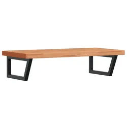 vidaXL Badezimmerspiegelschrank Waschbeckenregal Wandmontage Stahl und Massivholz Buche (1-St) braun|schwarz