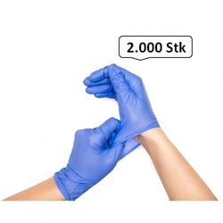 Blanc HYGIENIC Nitril-Handschuhe puderfrei, blau, 2.000 Stk., unsteril, mit Rollrand, hoch-elastisch, EN 455-2:2015, EN 455-3:2015 : Größe - S