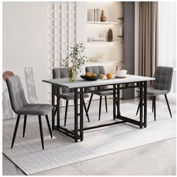 OKWISH Essgruppe Esstisch mit 4 Stühlen, (5-tlg), Moderne Küche Esstisch Set grau|schwarz