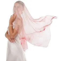 MayTree Seidenschal Seidenchiffon Hibiskus rosa 70 x 180 cm, (Stück), Seidentuch 100% Seide, zart und durchsichtig rosa