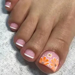 24 Stück Künstliche Zehennägel Gelbe Blumen Französische