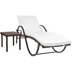 furnicato Gartenliege Sonnenliegen-Set Braun 193x65x56 cm mit Beistelltisch 40x40x40 cm braun