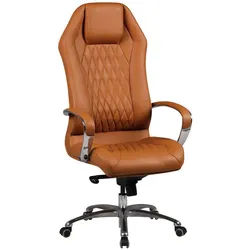 Mid.you Chefsessel , Hellbraun , Leder , Echtleder, Kombination Echtleder/Lederlook , Rindleder , Sternfuß , 67x136x67 cm , Wippfunktion, Wippmechanik mit Härtegradeinstellung, Sitzfläche 360° drehbar, inklusive Armlehnen , Büromöbel, Bürostühle, Chefsessel