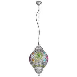 GLOBO LIGHTING Hängeleuchte, Leuchtmittel nicht inklusive, Esszimmerlampe Hängelampe Wohnzimmerlampe Kristalle bunt H 120 cm bunt