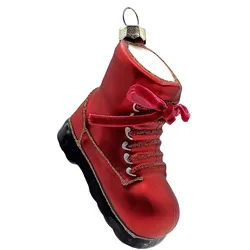 Holly & Jolly Christbaumschmuck Wanderschuh, Schuh rot 6,5 x 9cm Glasornament (1-tlg), handbemalt rot