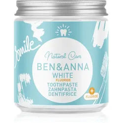 BEN&ANNA Natural Toothpaste White Fluoride Zahnpasta in Glasdose mit Fluor 100 ml