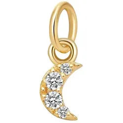 Dear Me Goldkette Anhänger mit Zirkonia, Schmuck 375 (9K) Echt Gold, Gold Anhänger Blume, Stern, Saturn, Halbmond für Damen goldfarben
