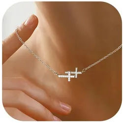 LuxusKollektion Kreuzkette Damen Kreuz Kette 14K Gold Vergoldet Silber/Gold Modeschmuck Geschenke