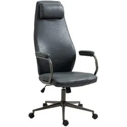 CLP Chefsessel Lederlook Antik Schwarz , Textil , 62x127x66 cm , Arbeitszimmer, Bürostühle, Chefsessel