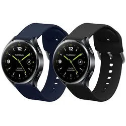 kwmobile 2x Uhrenarmband für Xiaomi Watch 2 / OPPO Watch X / Oneplus 2 Armband Smartwatch, 2-tlg., Fitnesstracker Band Set aus TPU Silikon - Ersatzarmband Smartwatch blau|schwarz
