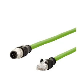 Metz Connect Verbindungsleitung M12 ST-RJ45 ST, 4-pol D-kodiert LAN-Kabel, M12-D Männlich (Stecker), RJ-45 (8P4C) Männlich (Stecker) (100.0 cm), gerade-gerade, Schleppkette, Torsion, 142M4D15010 grün