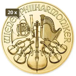 20 x 1/4 Unze Gold Wiener Philharmoniker 2024