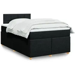 vidaXL Boxspringbett, Boxspringbett mit Matratze Schwarz 120x190 cm Stoff