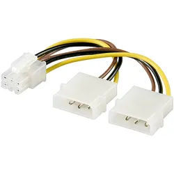Goobay PC Grafikkarten-Stromkabel/Stromadapter, PCI-E/PCI Express 6-Pin - 2x HDD/5,25 Zoll-Stecker (4-Pin) > PCIe-Buchse (6-Pin)