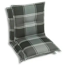 Xxxl Sesselauflagenset , Grau , Textil , 2-teilig , Karo , Füllung: Schaumstoff, Vlies , 50x9x100 cm , Oeko-Tex® Standard 100 , pflegeleicht, hochwertige Qualität, langlebig, für den Außenbereich geeignet, mittels Bändern zu befestigen, mittels Gurtband zu befestigen , Gartenmöbel, Gartenpolster & Auflagen, Sesselauflagen