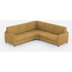 Karay 2-Sitzer-Sofa (zwei 60-cm-Sitze) + Ecksofa + 2-Sitzer-Sofa (zwei 60-cm-Sitze), Außenmaße L.221x221, Farbe Ocker