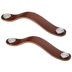 SO-TECH® Möbelgriff OSTERNAS Ledergriff Designgriff echt Rindsleder & Edelstahl (2-St), Schrankgriff BA 128 mm Edelstahl / dunkelbraun braun Möbelgriff BA 128 mm