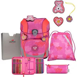 DerDieDas® Schulranzen Schulranzen Set 5-tlg. ErgoFlex Tiny Roses rosa