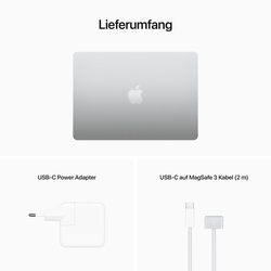 Apple MacBook Air 13,6" M2 Chip CZ15W-1100000 Silber Apple M2 Chip 8-Core CPU 10-Core GPU 16GB RAM 256GB SSD 30W | Laptop by NBB