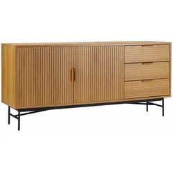 Oviala Business Sideboard mit 2 Türen und 3 Schubladen aus Melamin und Stahl 160 cm beige - Oviala