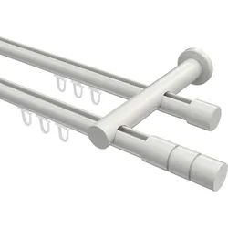 GARDINENSTANGE INNENLAUF Platon Elanto 400 cm (geteilt in 2 x 200 cm), 2-läufig, 20 mm Ø Weiß