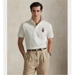 Polo Ralph Lauren für Herren. 710P00082001 Custom Slim Fit Polo mit Polobär weiß (S), Lässig, Baumwolle, Kurzarm