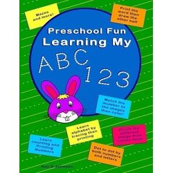 Preschool Fun Learning My ABC 123: Trace printing to learn alphabet a to z (lower and upper), numbers 1 to10 plus match images to number, mazes, tic-t