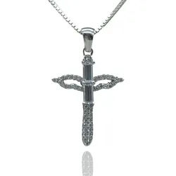 NAHLE Kette mit Anhänger Kreuz Silberkette Kreuz Kette (2-tlg., inkl. Schmuckbox), 925 Silber Anhänger mit Zirkonia - rhodiniert silberfarben 50cm