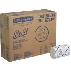 SCOTT® Multifold Papierhandtücher, 1-lagig, M-Falz, 31,5 x 20 cm, Papiertücher aus bis zu 60 % recycelten Fasern mit FSC-Siegel, 1 Karton = 25 Packungen à 175 Tücher