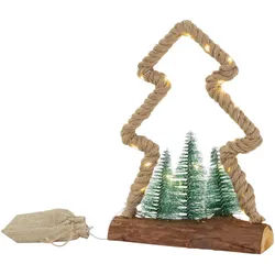 ECD-Germany Weihnacht Figur Jute , Braun , Holz , 6.5x30x23 cm , Dekoration, Weihnachtsdekoration