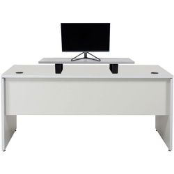 Furni24 Schreibtisch Schreibtisch Nuvi, 180 x 80 x 75 cm, grau Dekor inkl. Monitorständer