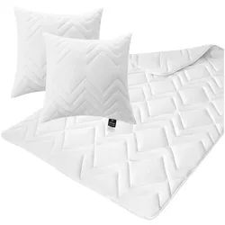 SEI Design Einziehdecke Mikrofaser Bett-Set Steppdecke + Kissen Winter 220x200 + 80x80, Füllung: Polyester, kochfest weiß
