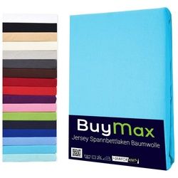 Spannbettlaken StyleHeim, Buymax, Jersey, Gummizug: Rundumgummi, Spannbettlaken Jersey aus 100% Baumwolle, Pflegeleicht und Atmungsaktiv mit Rundumgummi in Verschiedenen Farben und Größen blau 60 cm x 120 cm