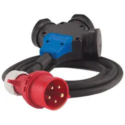 HEDI Adapterkabel Drehstrom 400V/16A auf 3x Schutzkontakt 250V - AK16HK