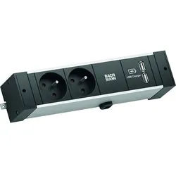 Bachmann Steckdosenleiste 2-fach alu 2m 35° 941.102 IP20 1,5qmm