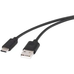 renkforce USB 2.0 Anschlusskabel A/USB-CTM Schwarz 1.5 m