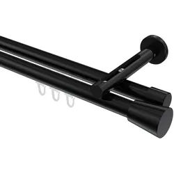 GARDINENSTANGE INNENLAUF Siteno Sitra 400 cm (geteilt in 2 x 200 cm), 2-läufig, 20 mm Ø Schwarz