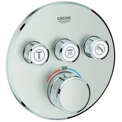 Grohe Grohtherm Smartcontrol Fertigmontageset 29121DC0 supersteel, rund, UP-Thermostat, 3 Absperrventile