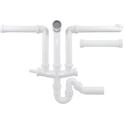 Blanco, Siphon, Beckenverbindung mit Siphon Blanco 2x 3 1/2" 1x 1 1/2" 225089 (Röhrensiphon)