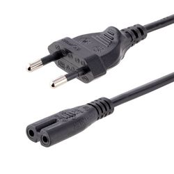 StarTech.com Nätsladd för bärbara datorer på 3 m, EU-kontakt till C7, 2,5 A 250 V, 18AWG, ersättningssladd för bärbara datorer, strömkabel för bärbara datorer, laddarkabel för bärbara datorer, strömförsörjningskabel för bärbara datorer, svart