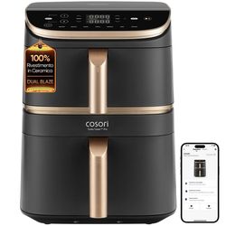 Cosori Turbo Tower Pro Smart Enkelt 10,8 L Enkeltstående 2630 W Varmluftsteger Sort, Guld