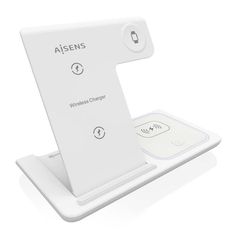 AISENS ASCH-15W3WC044-W oplader til mobil enhed Headset, Mobiltelefon, Smartphone, SmartWatch Hvid USB Trådløs opladning Hurtig opladning Indendørs
