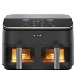 Cosori Dual Basket Chef Edition Dubbel 8,5 l Fristående 1750 W Varmluftsfritös Svart, Silver